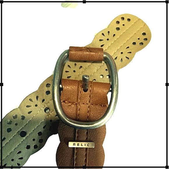 Relic Brown Leather Laser Cut Belt - Picture 4 of 5